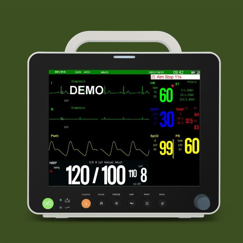 12.1 '' Layar TFT Warna Monitor Pasien Multi Parameter Hewan Dengan EKG
